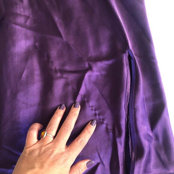 VTG Victoria Secret Long Nightgown Slip Dress Purple Satin S Lingerie Gold Label - Picture 7 of 9